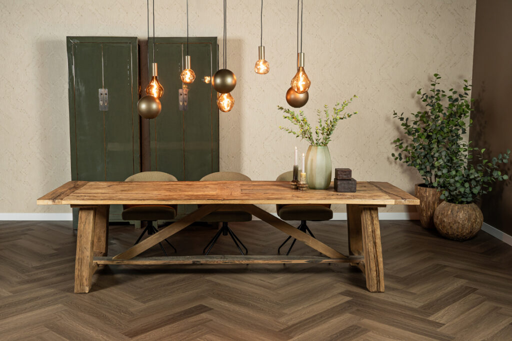 Rechthoekig eettafel hout naturel bruin