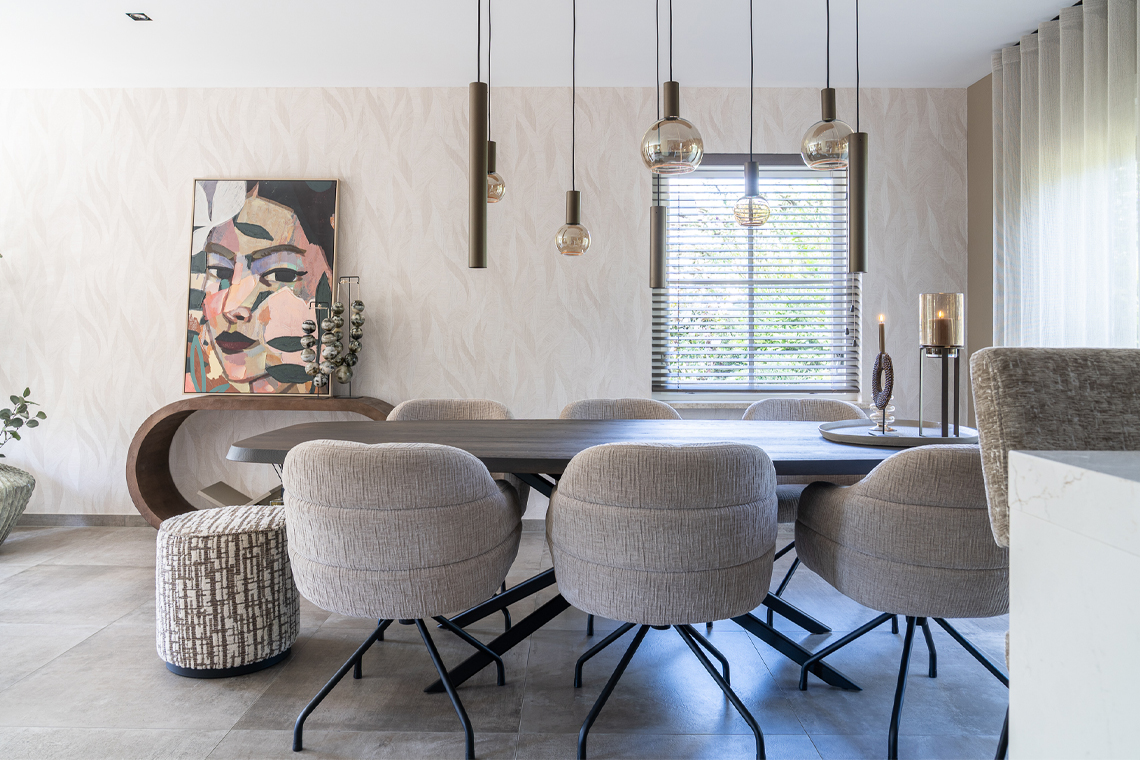 Eethoek beige tinten sfeer
